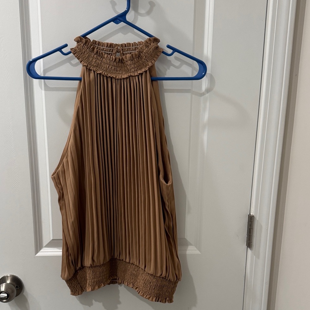 SHEIN Camel Pleated Halter Top